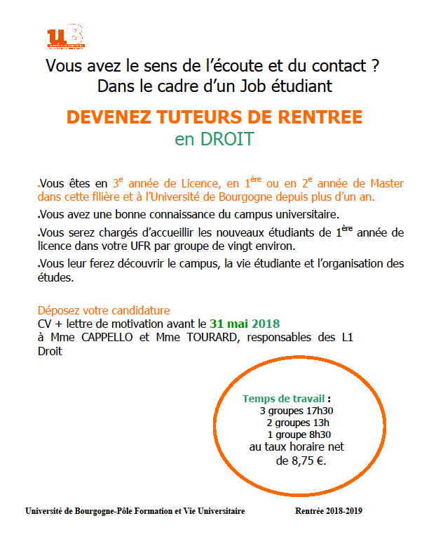 tutorat de rentrée 2018