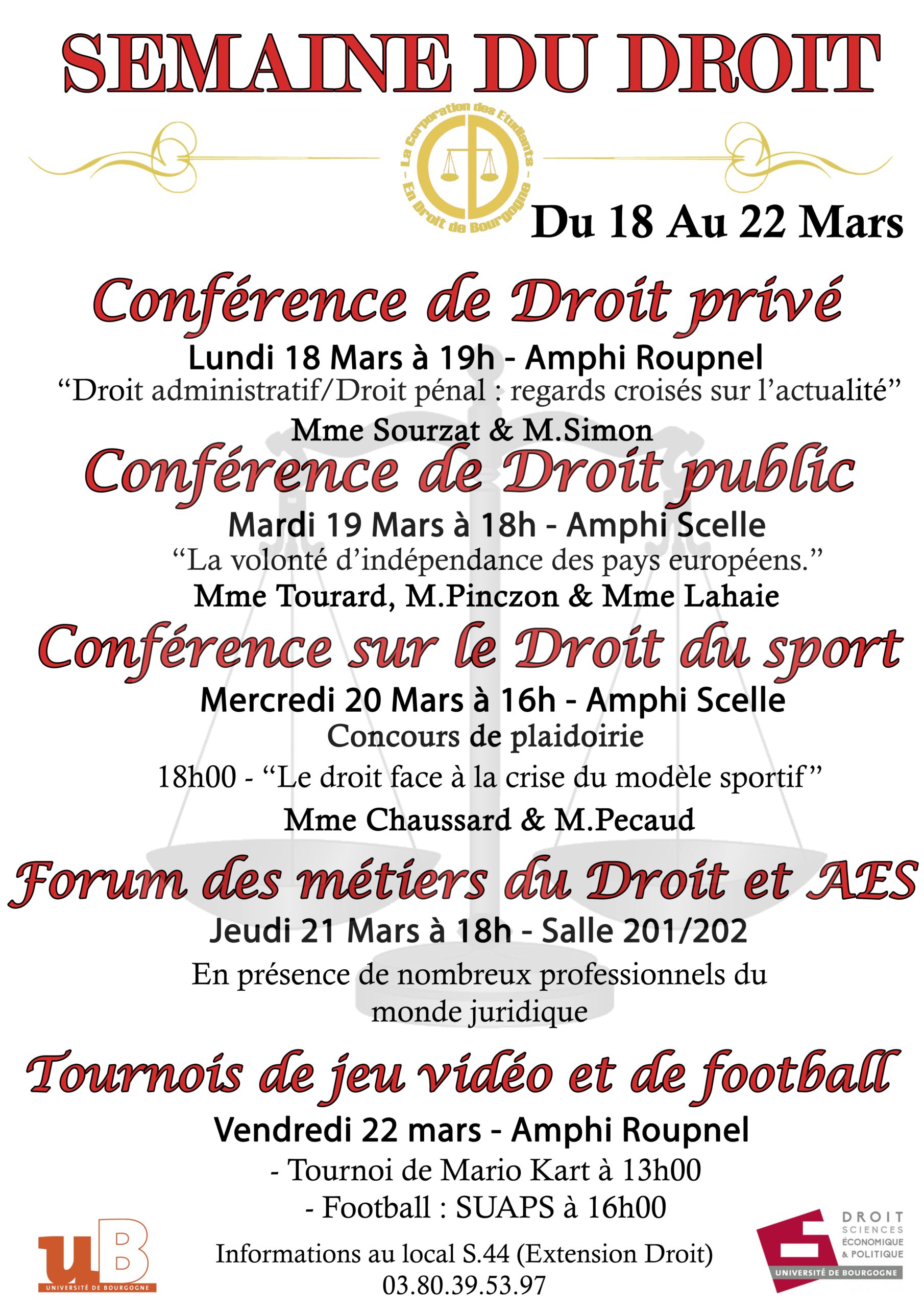 programme semaine du droit corpo 