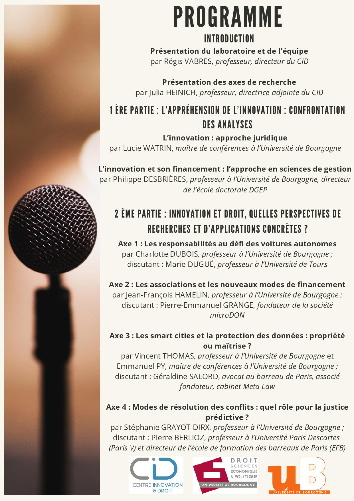 Conference inaugurale du centre innovation et droit2